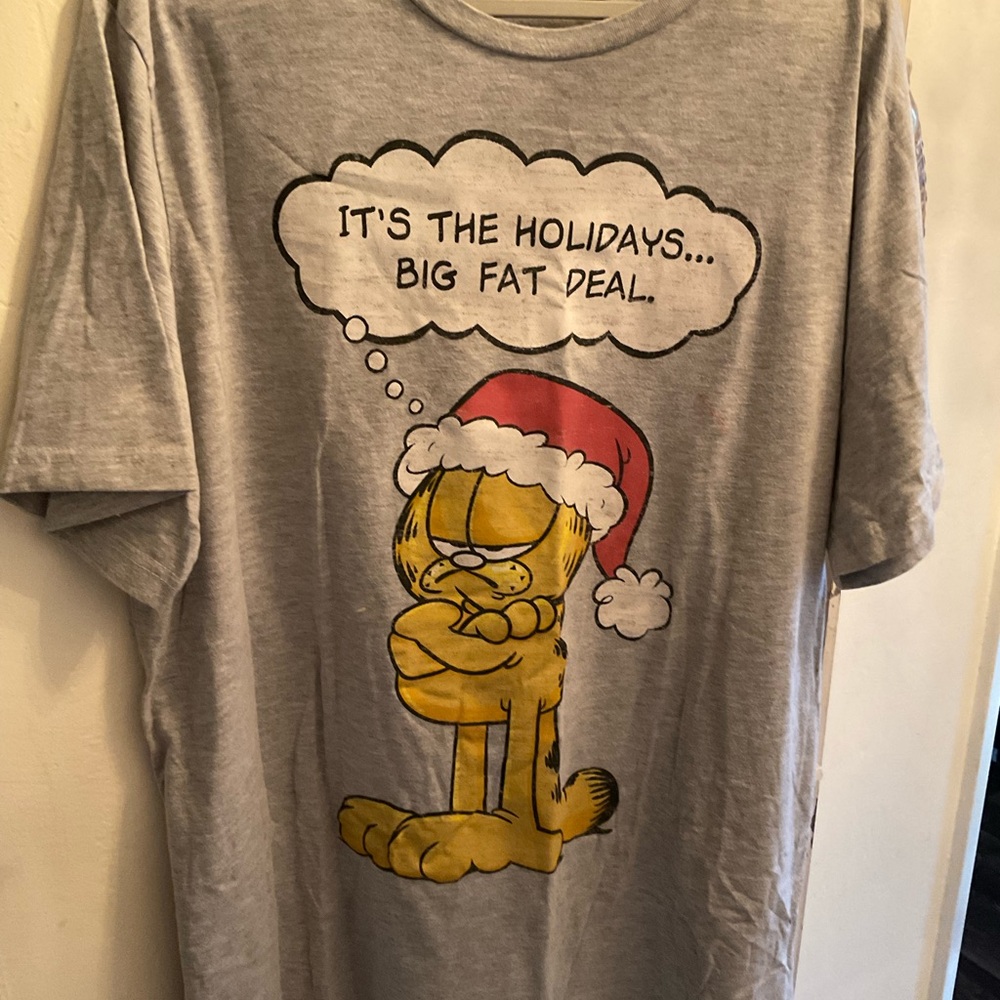 Gray Garfield Holiday T-Shirt 2X